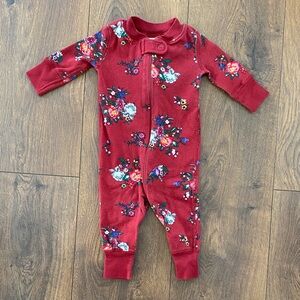 Hanna Andersson Red Floral Kids One Piece 50cm 0-6 months